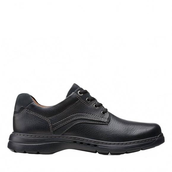 NEW CLARKS men's un brawley pace leather shoes in black leather
